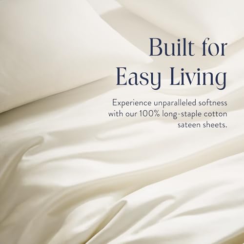 Brooklinen Luxury Sateen 4 Piece Sheet Set - 100% Cotton Bed Sheets, Soft & Durable California King Size Sheets Set in Cream, Oeko-TEX Certified Bedding Set,1 Fitted Sheet,1 Flat Sheet,2 Pillowcases - Image 5