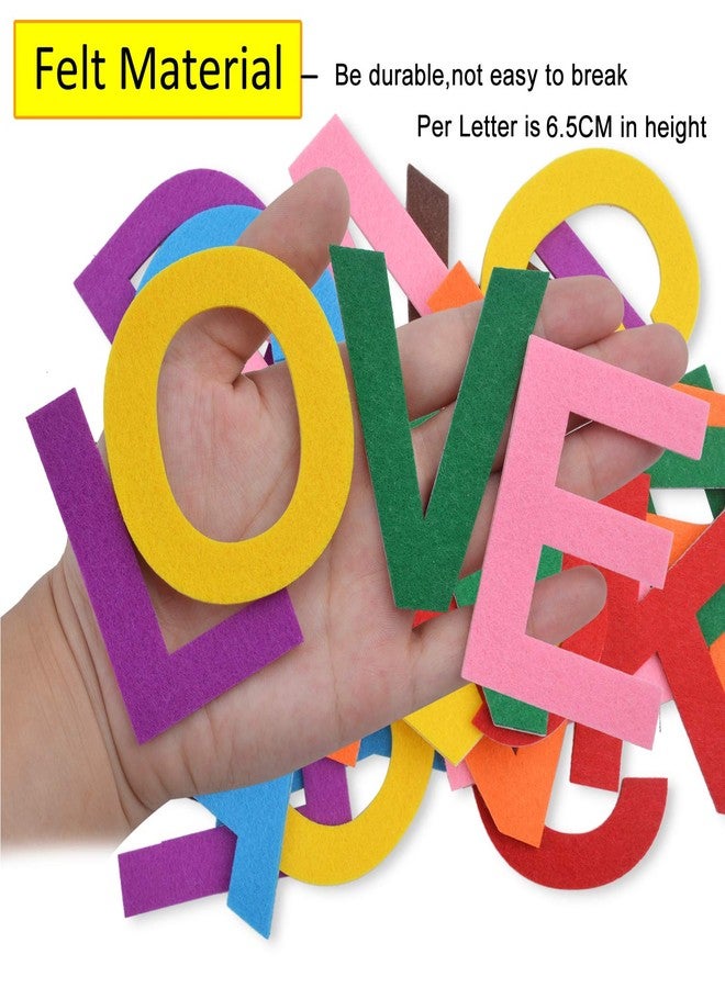 Aylifu 6.5cm Felt Letter Stickers, 52 Pieces Self-Adhesive Foam Letters Felt Alphabet Stickers A-Z for Decoration Arts and Crafts - 8 Assorted Colors - Image 3