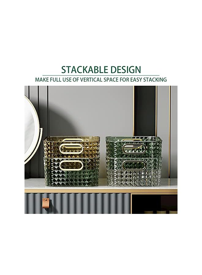 IAF Portable translucent plastic storage box，thickened cosmetic jewelry storage box with handle，bathroom kitchen desktop storage box (transparent white) - Image 3