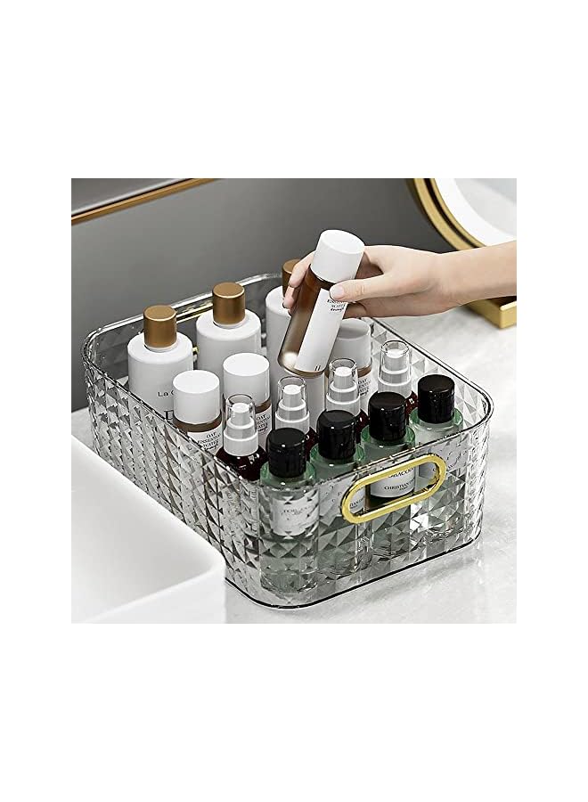 IAF Portable translucent plastic storage box，thickened cosmetic jewelry storage box with handle，bathroom kitchen desktop storage box (transparent white) - Image 2