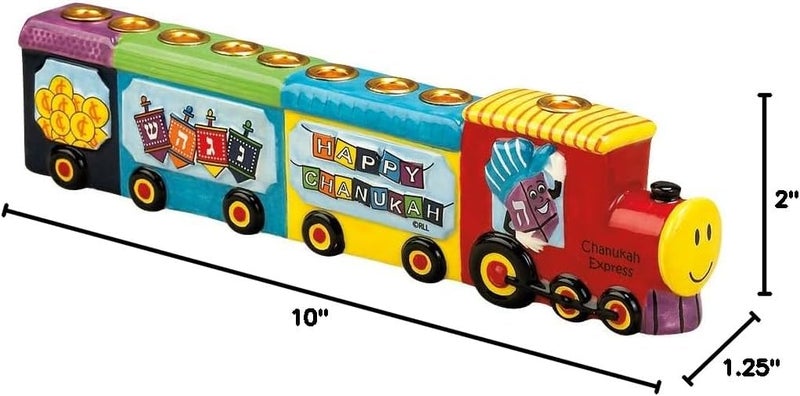 Rite Lite Chanukah Menorah Express Ceramic Menorah, 11.5 Multi-Color Hannukah Train Menora Jewish Holiday Party Favors Goodie Bag Decor Accessories Festival of Lights - Image 4