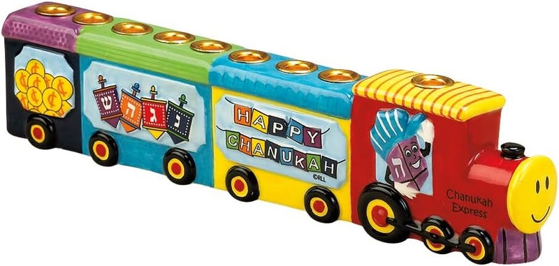 Rite Lite Chanukah Menorah Express Ceramic Menorah, 11.5 Multi-Color Hannukah Train Menora Jewish Holiday Party Favors Goodie Bag Decor Accessories Festival of Lights - Image 3