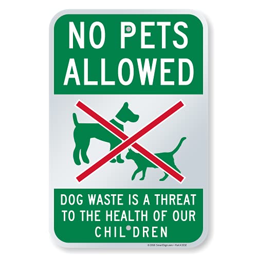 SmartSign 18 x 12 inch “No Pets Allowed - Dog Waste Is A Threat To The Health Of Our Children” Metal Sign, 63 mil Laminated Rustproof Aluminum, Red, Green and White - Image 3