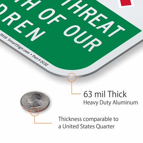 SmartSign 18 x 12 inch “No Pets Allowed - Dog Waste Is A Threat To The Health Of Our Children” Metal Sign, 63 mil Laminated Rustproof Aluminum, Red, Green and White - Image 5