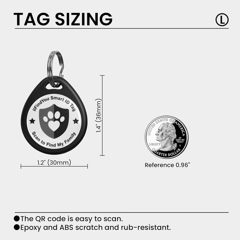 ILFINDYOU 3 Pack Dog Tags Personalized, QR Code Pet ID Tags for Dog Collar, Online Profile, Scan Location Alerts, Black - Image 3