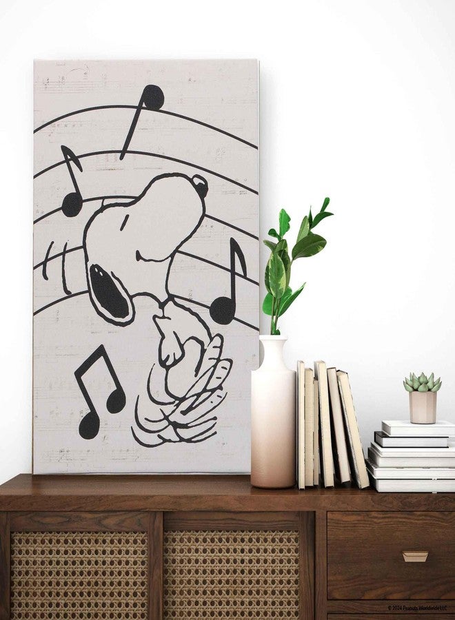 Open Road Brands Peanuts Snoopy Music Note Gallery Wrapped Canvas Wall Decor - Fun Snoopy Music Wall Art for Home or Classroom - Image 5