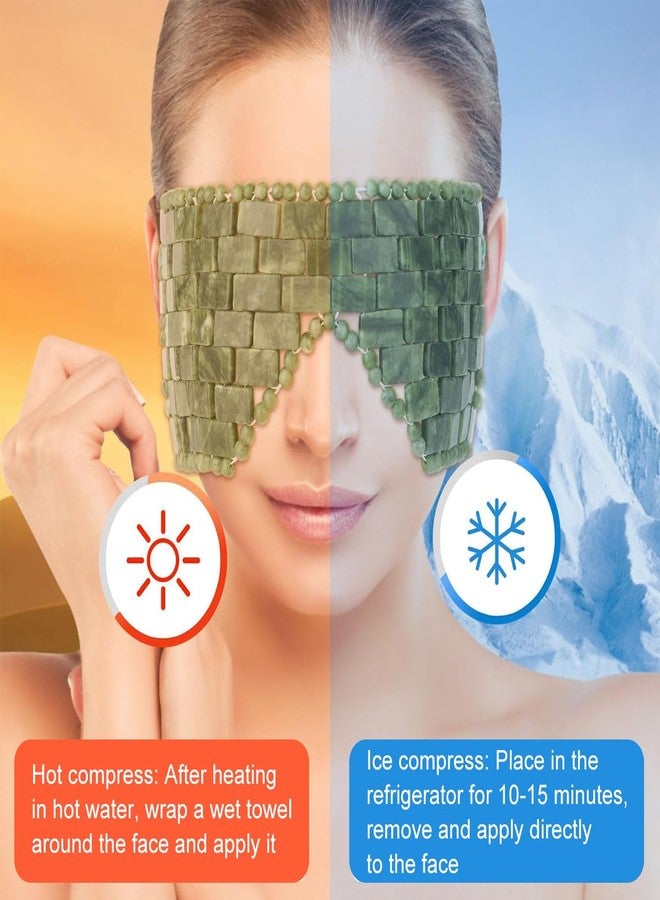 ماي كرييت قناع العين من حجر اليشم الطبيعي من MAYCREATE®، رقعة تبريد للعينين المنتفختين والهالات السوداء، كمادة علاجية باردة قابلة لإعادة الاستخدام للاسترخاء وتخفيف التوتر واستخدامها في منتجعات العناية بالبشرة، 25 × 9.5 سم - Image 3