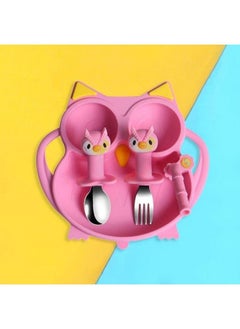 StarAndDaisy Baby Plates For Toddlers With Straw Silicone Plates With Suction Divided Kids Bpa Free Microwave Dishwasher Safe Plates With Set Of Spoons (Fine Ketty Pink)  - Image 4