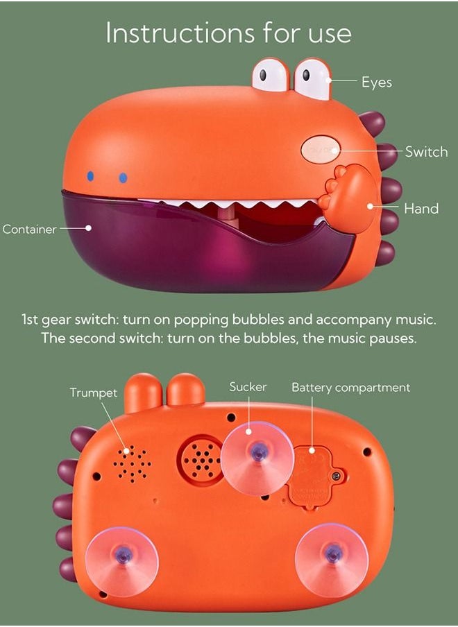 Haidue - Bubble Machine Dinosaur Shape Bathing Toy Orange - Image 1