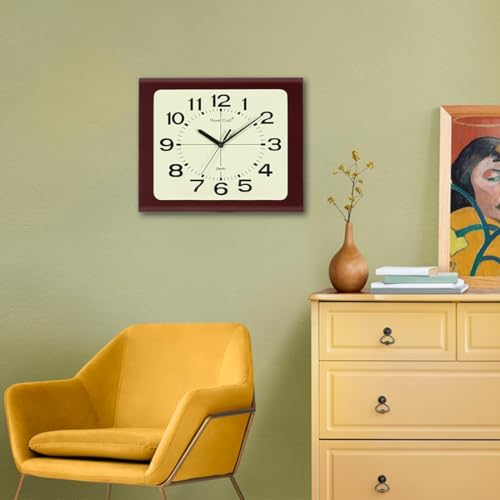 WOOD CRAFT ساعة حائط خشبية تقليدية WS-57: ساعة حائط خشبية تناظرية - 32 سم × 27 سم × 4 سم، مستطيلة، إطار بني داكن - قرص عاجي - Image 2
