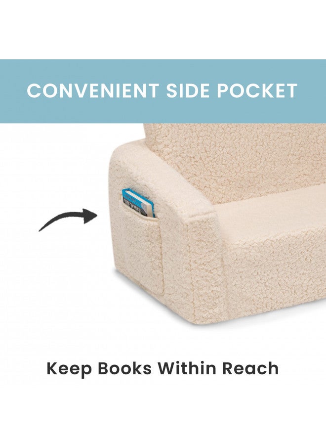 Delta CHILDREN أريكة ديلتا تشيلدرن كوزي القابلة للتحويل 2 في 1 للأطفال، كريمة - Image 4