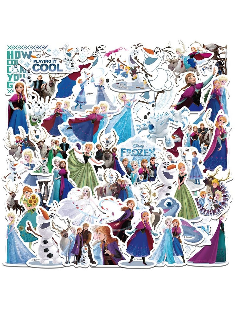 Excefore 50pcs Anna Elsa Princess Stickers for Water Bottles, Cartoon Frozen Girls Stickers, Cute Funny Waterproof Vinyl Decals for Scrapbook Laptop Phone Luggage Snowboard Guitar Bumper - Image 2