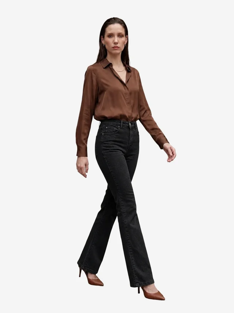 ماي فاشن MY FASHION High Waist Flare Leg Denim Pants