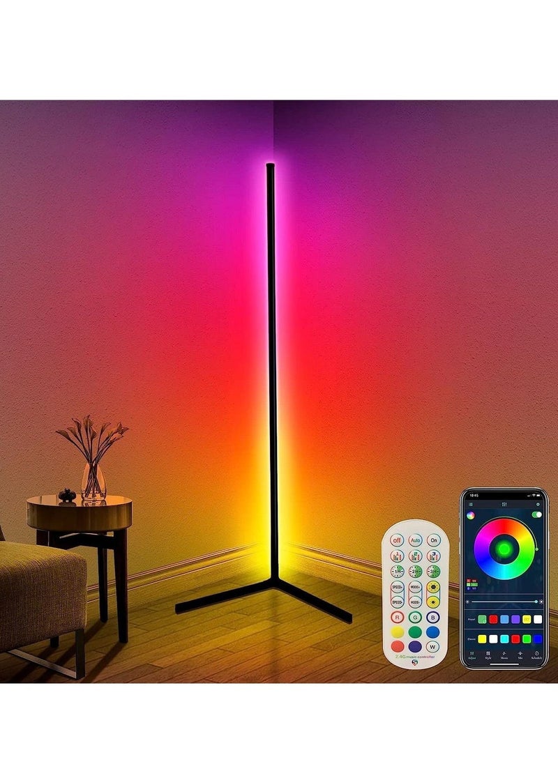 Corner Floor Lamp, Smart RGB Floor Lamp, Dimmable LED Corner Lamp With Music Sync Color Changing APP Control Remote, Standing Floor Lamp for Gaming Living Room Bedroom Birthday Party - Image 1