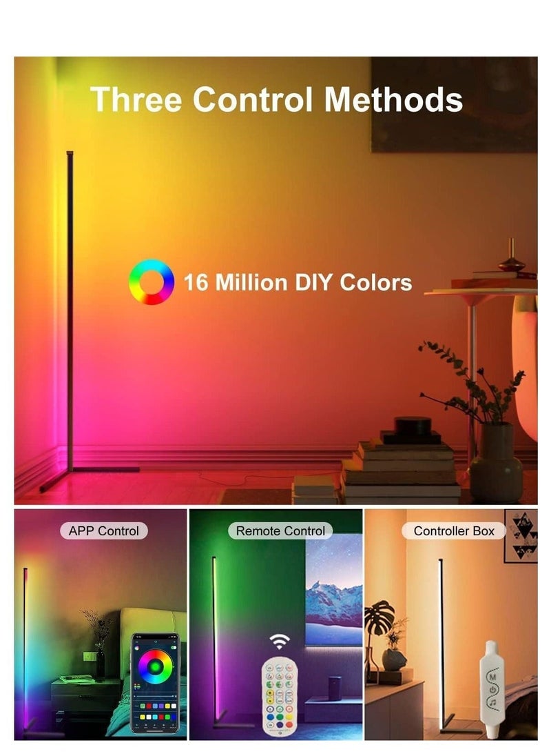 Corner Floor Lamp, Smart RGB Floor Lamp, Dimmable LED Corner Lamp With Music Sync Color Changing APP Control Remote, Standing Floor Lamp for Gaming Living Room Bedroom Birthday Party - Image 2