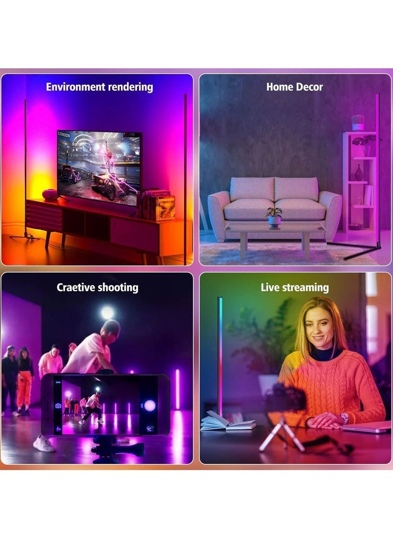 Corner Floor Lamp, Smart RGB Floor Lamp, Dimmable LED Corner Lamp With Music Sync Color Changing APP Control Remote, Standing Floor Lamp for Gaming Living Room Bedroom Birthday Party - Image 4