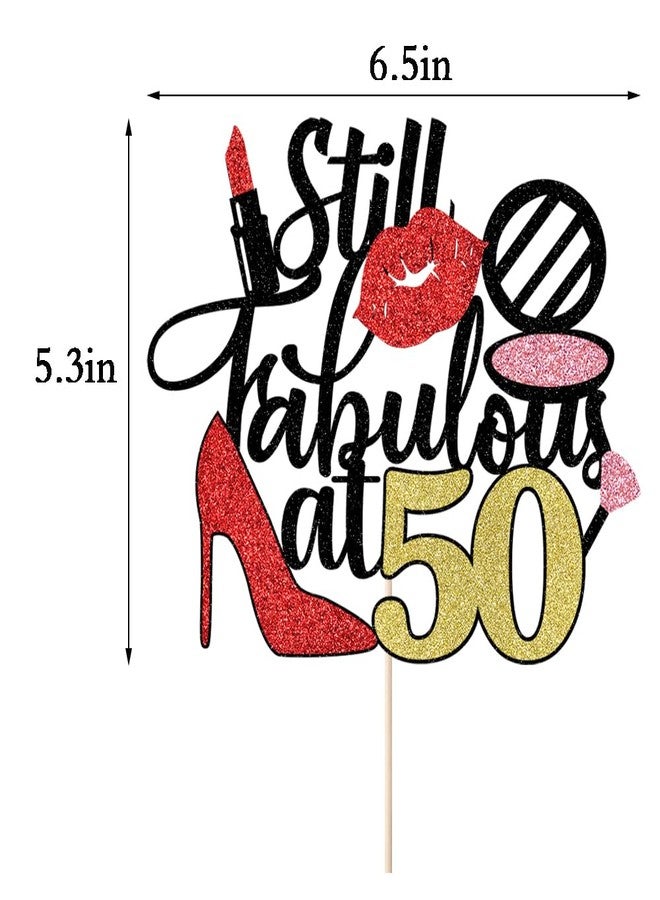 Yetxel Still Fabulous at 50 Cake Topper-Cosmetic high heels Stepping Into 50th Birthday Anniversary Wedding Party celebration cake decoration (50) - Image 2