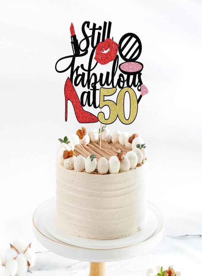 Yetxel Still Fabulous at 50 Cake Topper-Cosmetic high heels Stepping Into 50th Birthday Anniversary Wedding Party celebration cake decoration (50) - Image 5