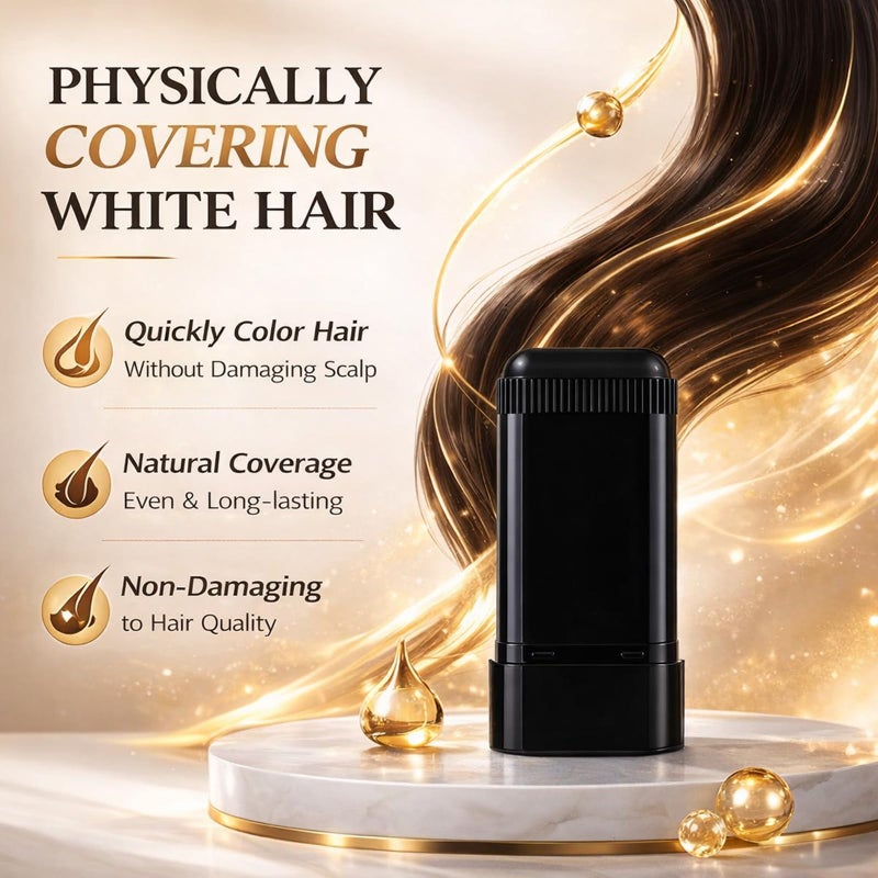 pewatul 2-in-1 Hair Color Stick & Comb, Long-Lasting Waterproof Color,Sweat-Proof, Quick Root Touch-Up, Easy Root Coverage for Everyday Styling, For Women & Men (BLACK) - Image 4