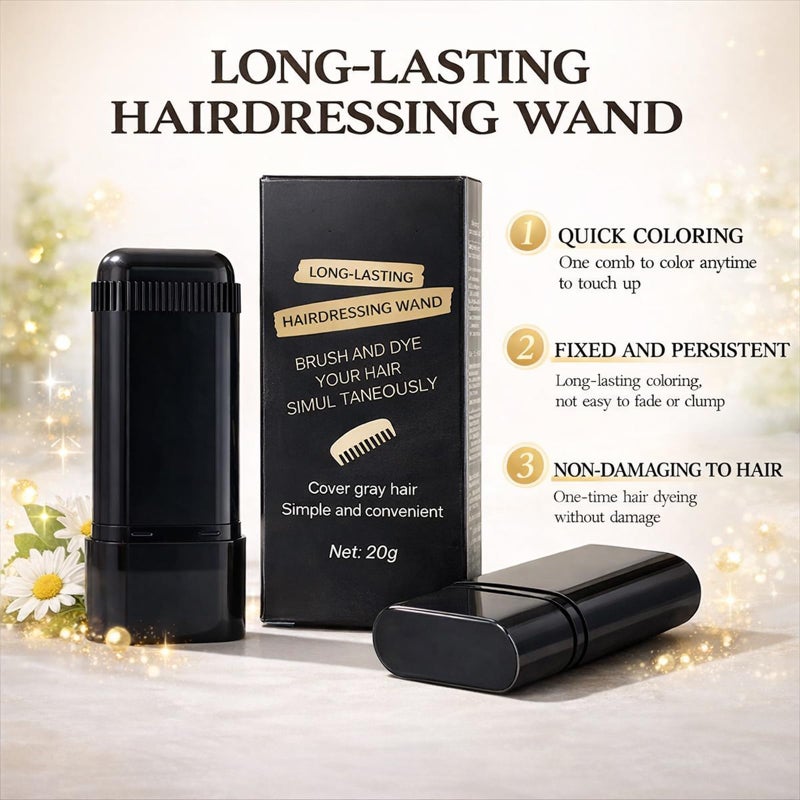 pewatul 2-in-1 Hair Color Stick & Comb, Long-Lasting Waterproof Color,Sweat-Proof, Quick Root Touch-Up, Easy Root Coverage for Everyday Styling, For Women & Men (BLACK) - Image 3