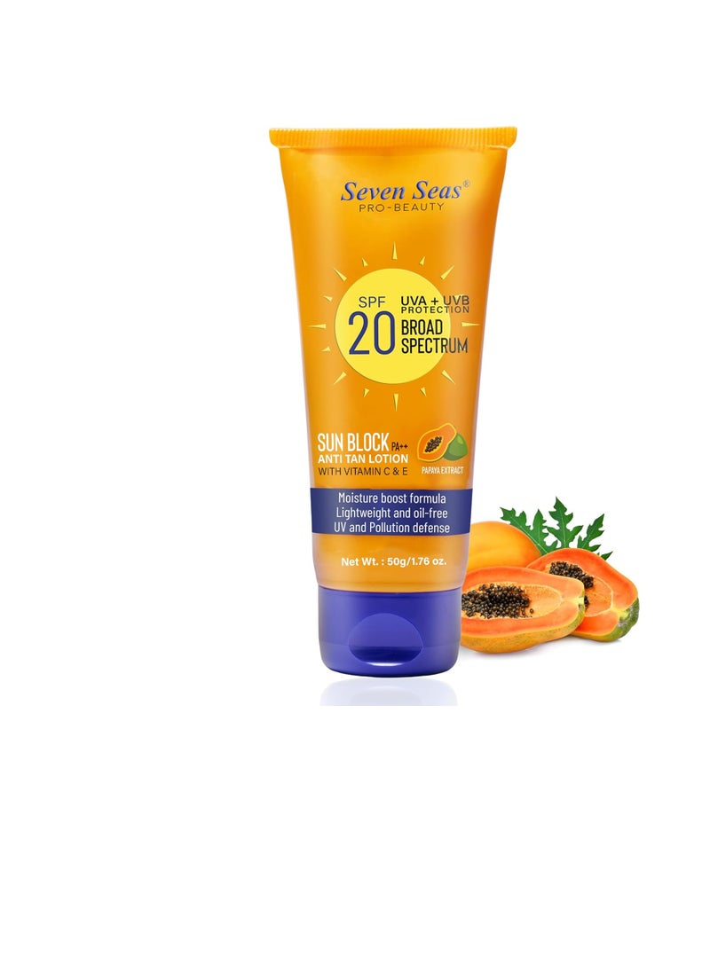 Seven Seas Seven Seas Sun Block Anti Tan Lotion With Vitamin C and E   SPF 50 and PA   UVA  UVB Protection Broad Spectrum Papaya Extract  - Image 4