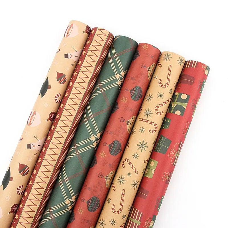 Christmas Gift Wrapping Paper Sheets Christmas Design with 10 tags,Birthday Kraft Brown Wrapping Paper set for Weddings, Graduations,Boys, Girls,Women, All Occasion (Christmas) - Image 2
