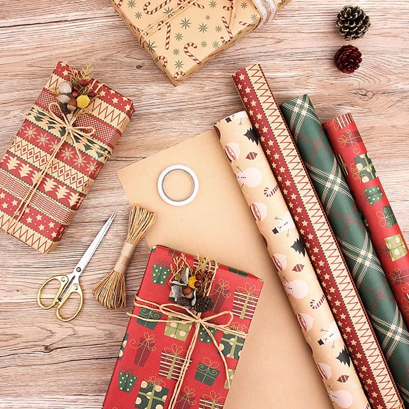 Christmas Gift Wrapping Paper Sheets Christmas Design with 10 tags,Birthday Kraft Brown Wrapping Paper set for Weddings, Graduations,Boys, Girls,Women, All Occasion (Christmas) - Image 3
