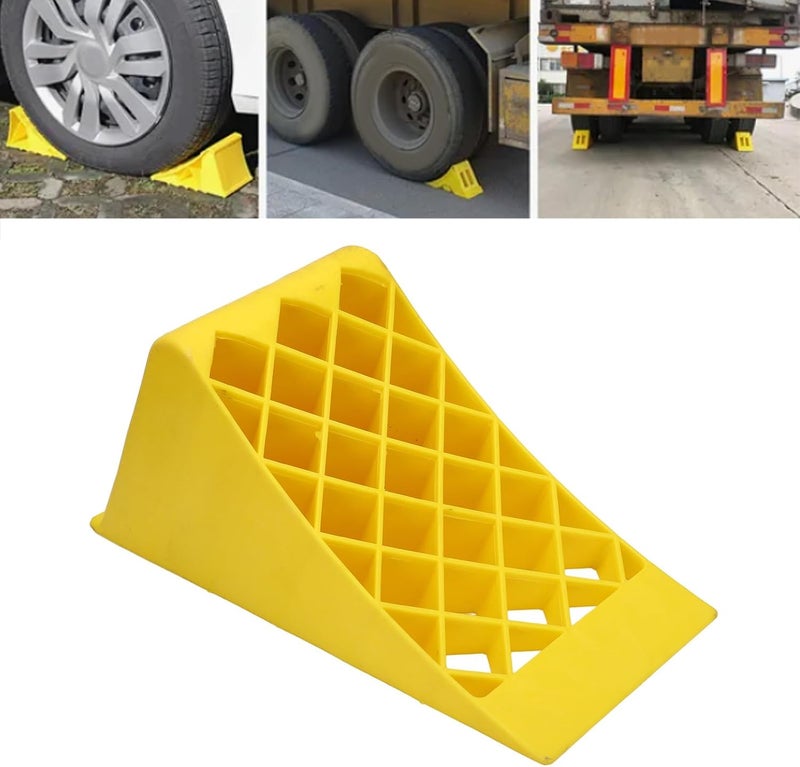 Wheel Chocks, Yellow Heavy Duty Wheel Stopper, High Visibility Premium Plastic RV Wheel Chocks for Car Travel Trailers RV Truck ATV - Image 5