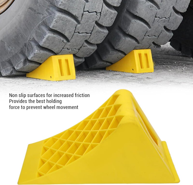 Wheel Chocks, Yellow Heavy Duty Wheel Stopper, High Visibility Premium Plastic RV Wheel Chocks for Car Travel Trailers RV Truck ATV - Image 3