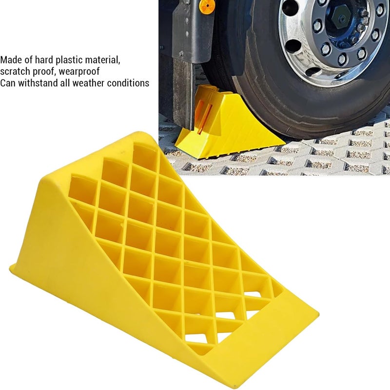 Wheel Chocks, Yellow Heavy Duty Wheel Stopper, High Visibility Premium Plastic RV Wheel Chocks for Car Travel Trailers RV Truck ATV - Image 2