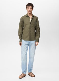 Mango Man Casual Classic Fit Linen Shirt  - Image 4