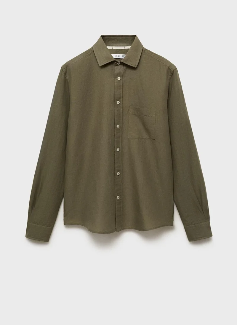 Mango Man Casual Classic Fit Linen Shirt
