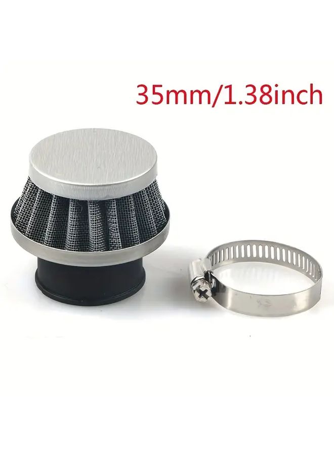 Silvery Motorcycle Air Filter 35mm Air Intake Cleaner For Moto Scooter Pit Bike - Image 1