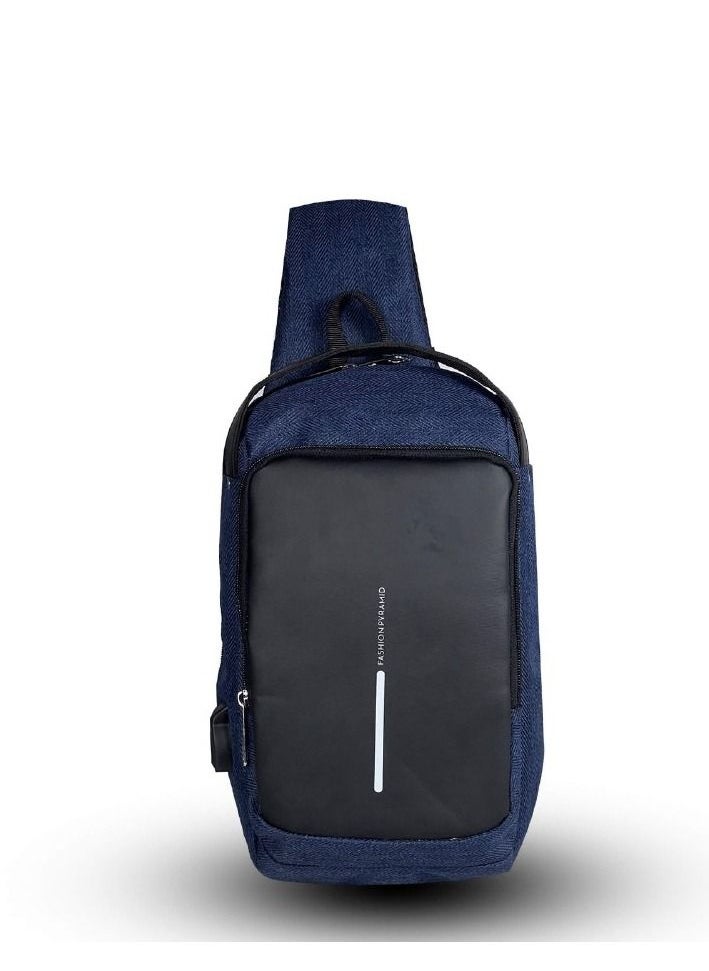 FASHION PYRAMID - Crossbody Bag With USB Charger - Waterproof - Casual - Navy - Image 1