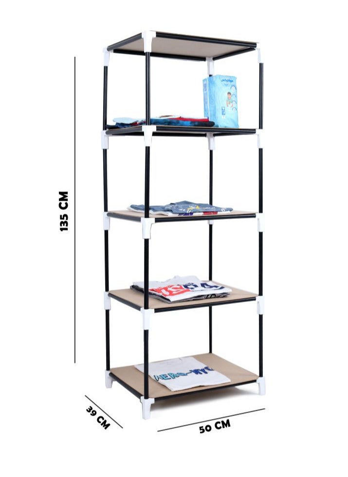 FOLDABLE NON-WOVEN WARDROBE WITH FOUR SHELVES . SIZE 39X50X135 CM - GRAY COLOR - pzsku/Z89A17D23883B1E85E500Z/45/_/1715690845/bf994360-06c7-4bcf-ae9d-2f214ba2188a