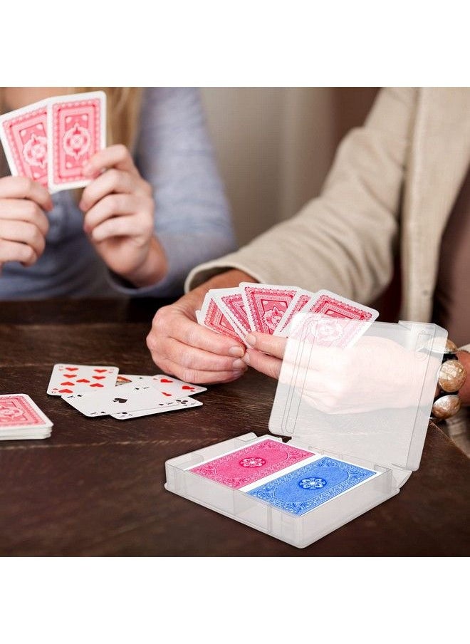 Xgood - 4 Pcs Plastic Playing Cards Boxes Snaps Closed Empty Plastic Storage Box 2 Decks Playing Card Case Rectangle Playing Card Storage Clear Card Case For Business Trading Card Bridge Size Cards - Image 1
