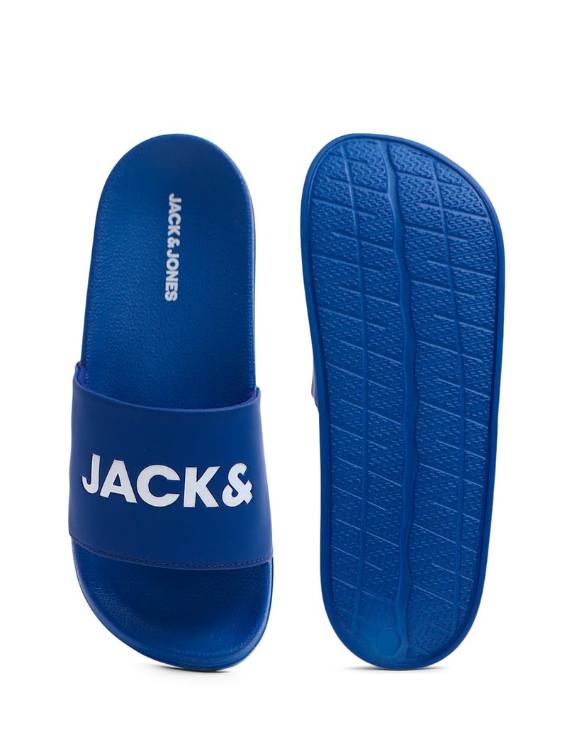 Jack & Jones Dark Blue Logo Print Pool Sliders - Image 5