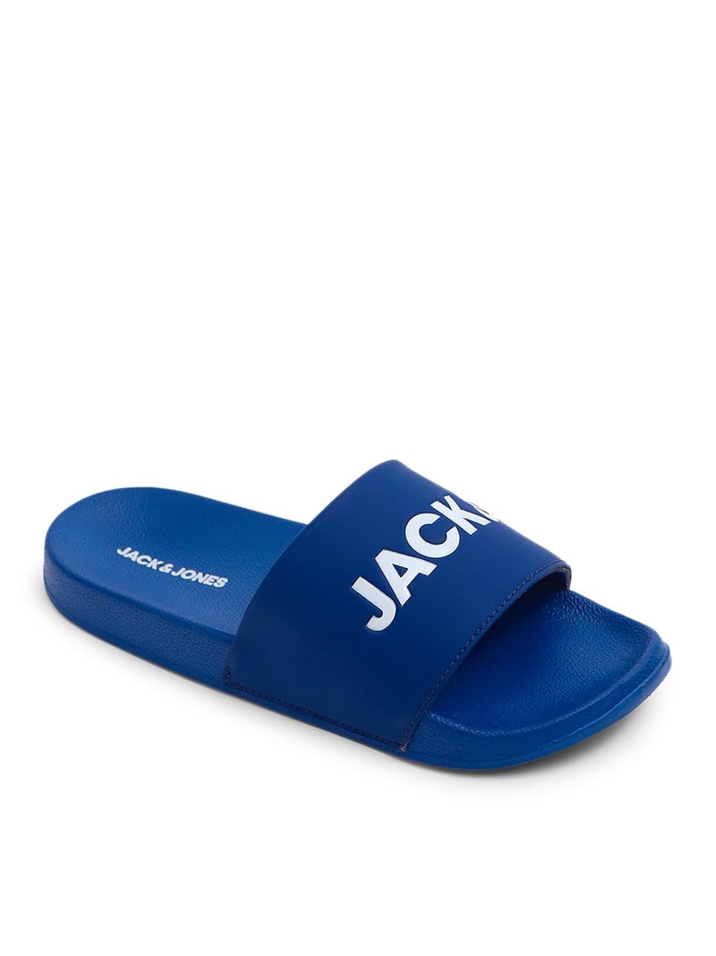 Jack & Jones Dark Blue Logo Print Pool Sliders - Image 4