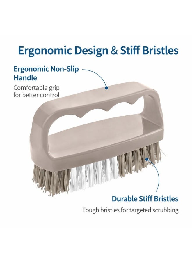 Titiz Plastik فرشاة تنظيف اليدين والياقات بمقبض مريح وشعيرات متينة للعناية بالملابس والأقمشة، فرشاة نظافة متعددة الاستخدامات، 9.7 × 4 × 5.5 سم، لون بيج. - Image 3