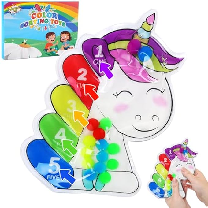 LEADSTAR Sensory Color Sorting Toy, Montessori Anti Stress Toy for Kids, Fidget Game, Sensory Autism Squeeze Toy to Develop Fine Motor Skills for Toddlers - Image 1