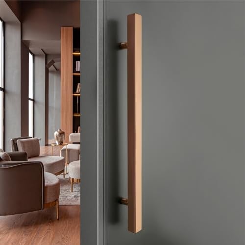 LAPO Stainless Steel Pull Handle for Main Doors | 24 Inch Square Pull Bar for Office Doors | Rose Gold Finish | Fits 30–100mm Door Panels |Designed for Glass & Wooden Doors| 3 Years Warranty - Image 1