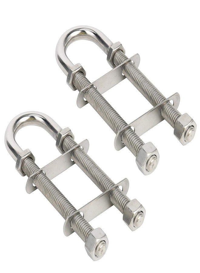 Amarine Made Pair of Stainless Steel Marine Boat Stern Bow Eye Tie Down U Bolt (Silver, 3/8" Dia - 2-1/2" Thread Lenght) - Image 1