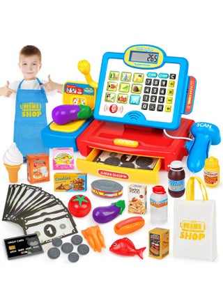 Cash Register Toy for Kids with Real Calculator, Cashier Register with Scanner/Weighter/Credit Card/ Play Money/ Food/Microphone, Pretend Play Store with Apron and Shoping Bag for Kids 4-8 - pzsku/Z89A1ABBF50FDCAF4DA36Z/45/1745921928/c52b0efe-289c-48b5-93de-894c82d1770c