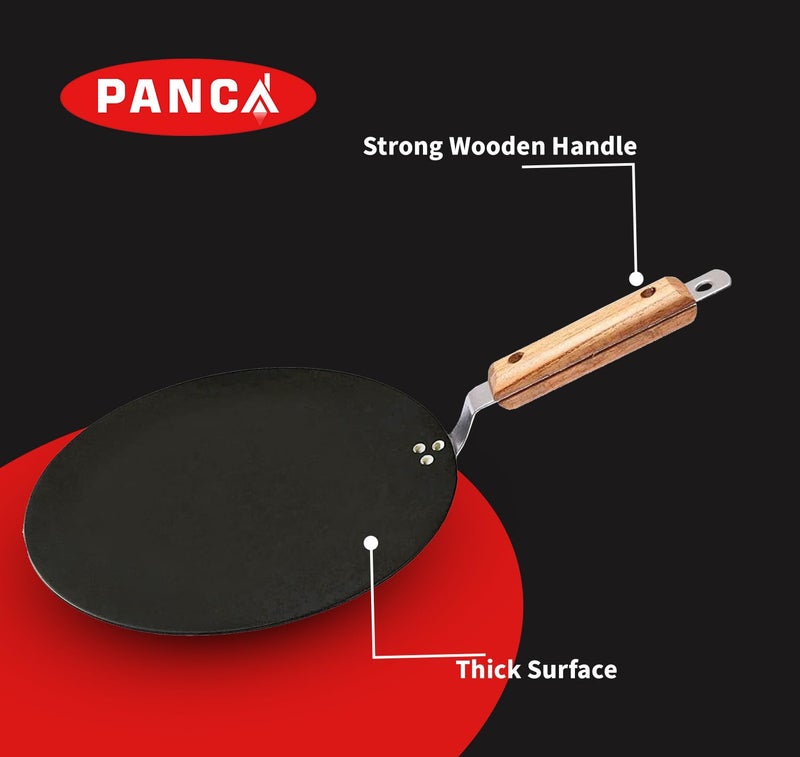 PANCA Iron tawa for Roti,Chapati,Dosa Loha Tawa with Wooden Handle Premium, 100% Toxin-Free, Long Lasting, Black - Image 4