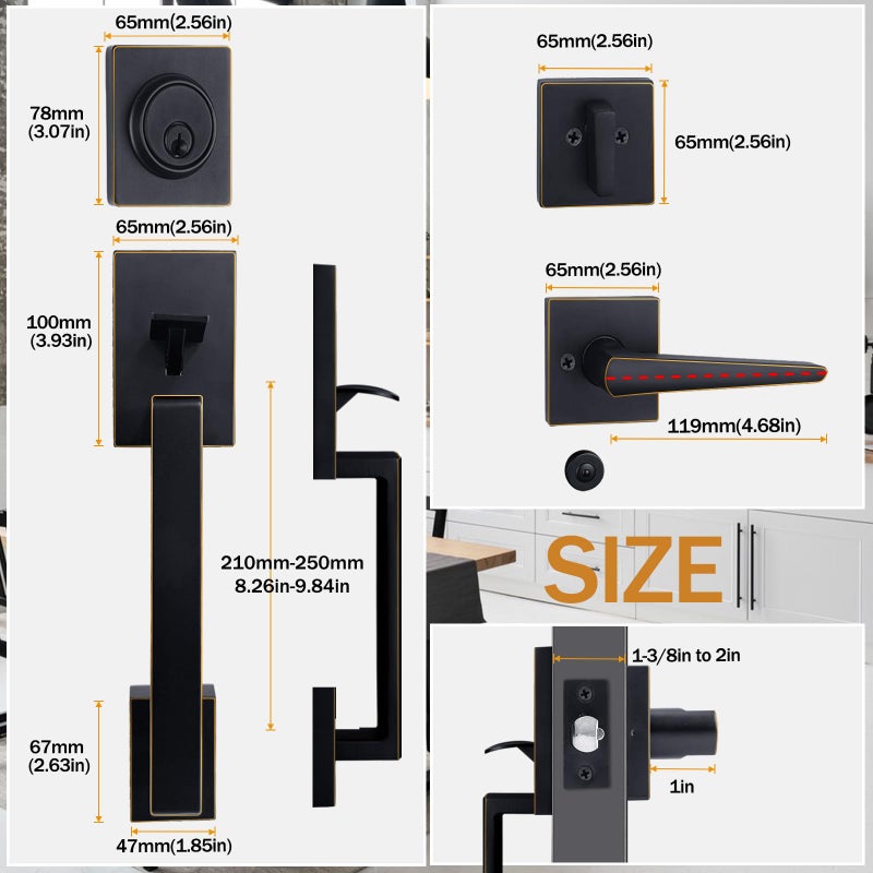 Hisafe Oil Rubbed Bronze Double French Door Handle Set For Front Door, Exterior Door Lock Set With Deadbolt&Lever, Lower Half Grip, Left&Right Handed - Image 4