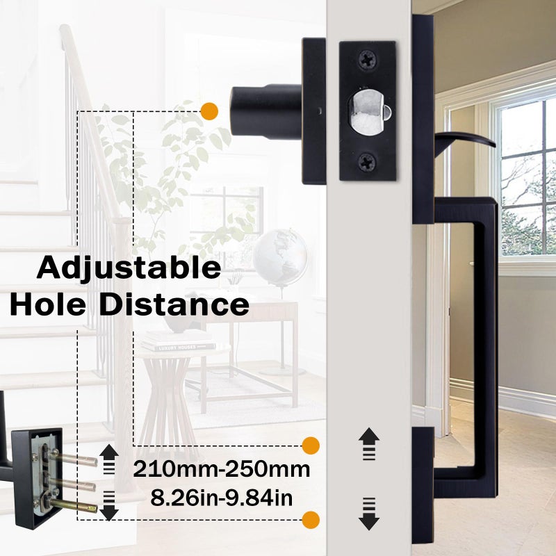 Hisafe Oil Rubbed Bronze Double French Door Handle Set For Front Door, Exterior Door Lock Set With Deadbolt&Lever, Lower Half Grip, Left&Right Handed - Image 3