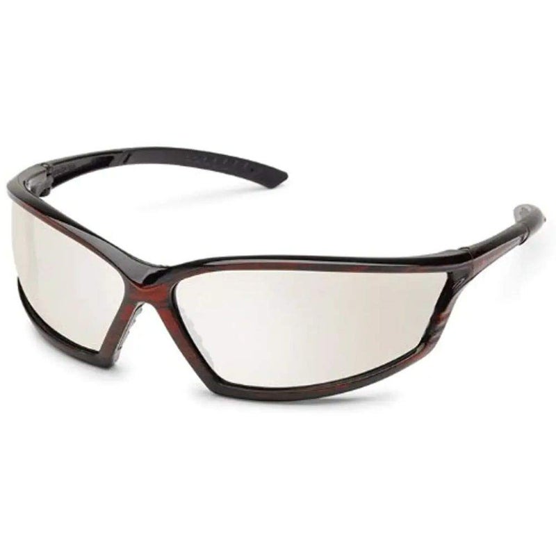 Gateway Safety 41RM0M 4x4 Style Wraparound Safety Glasses Clear InOut Mirror Lens Red Marble Frame