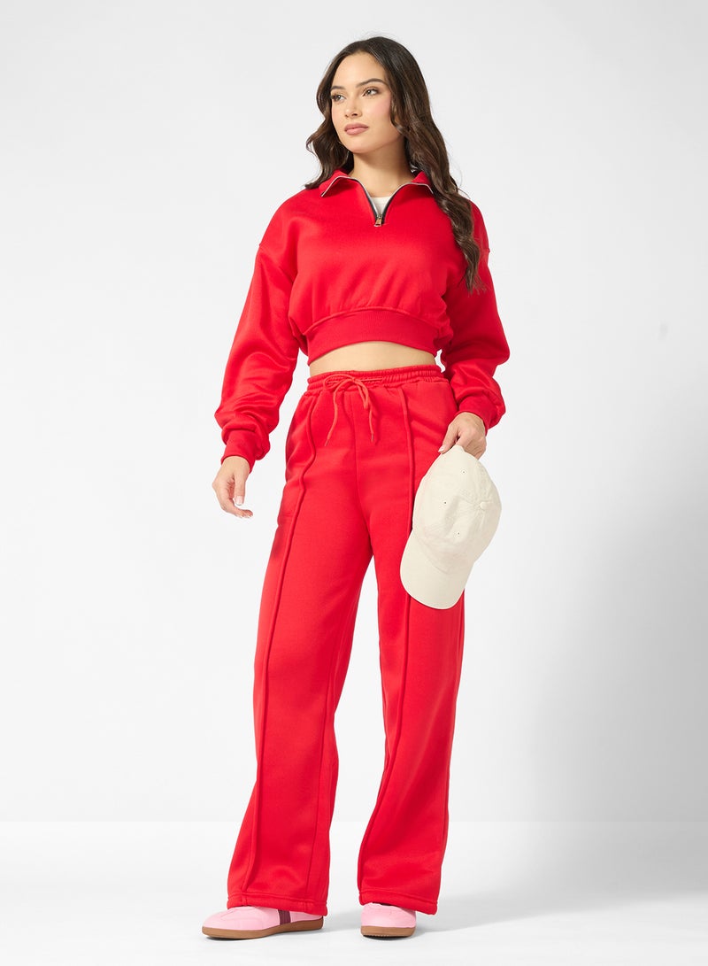 جينجر طقم سويت شيرت وبنطلون رياضي بسحاب نصي كبير - Image 5