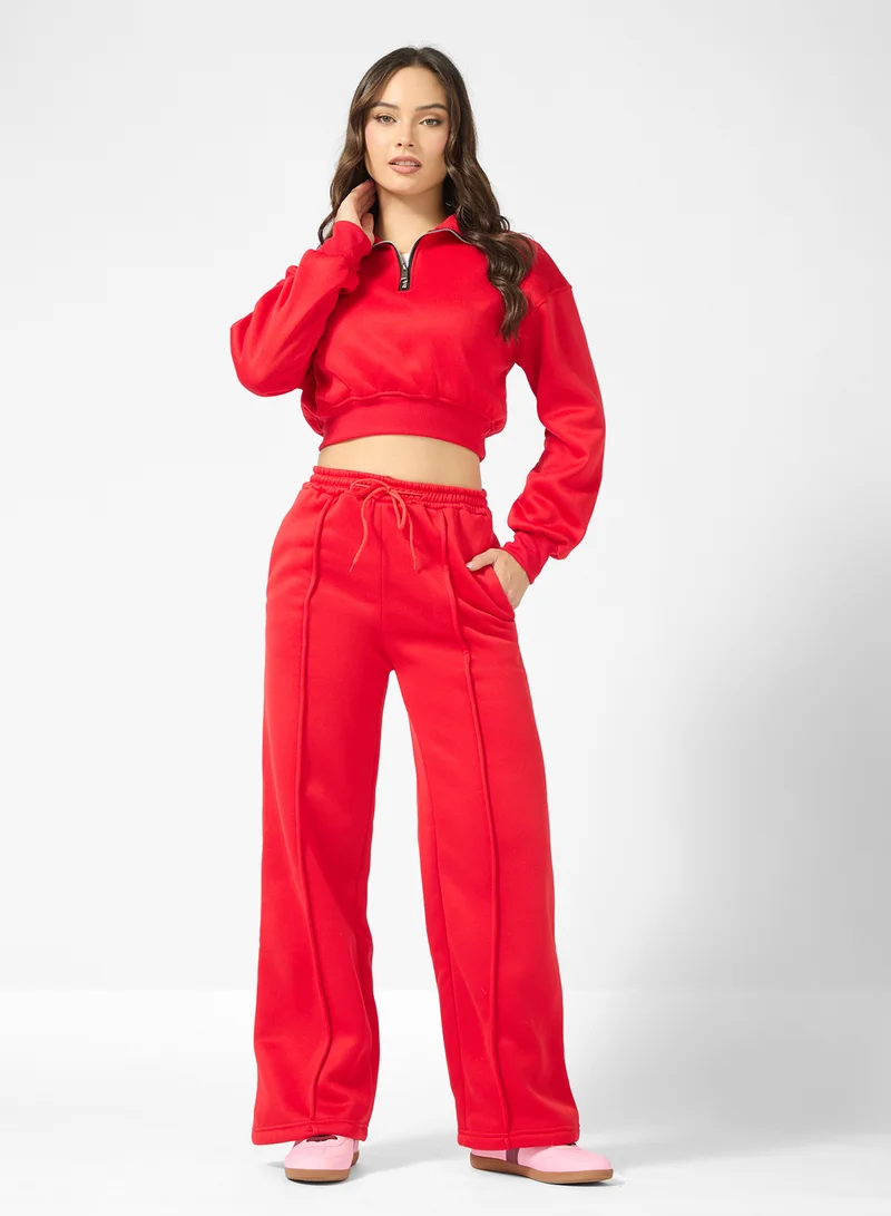 جينجر Oversize Half Zip Sweatshirt & Sweatpant Set