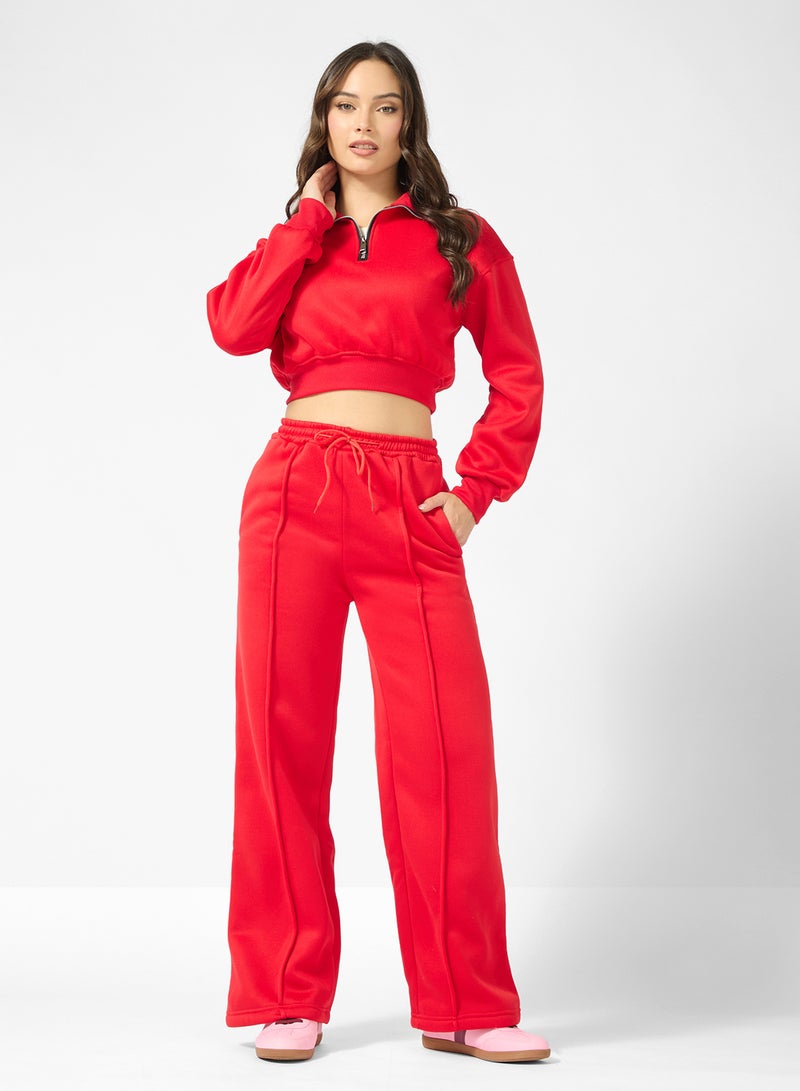 جينجر طقم سويت شيرت وبنطلون رياضي بسحاب نصي كبير - Image 1